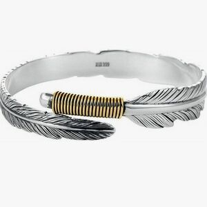 Pure 999 Silver and Gold Bohemian/ Southwestern Style Feather Bracelet